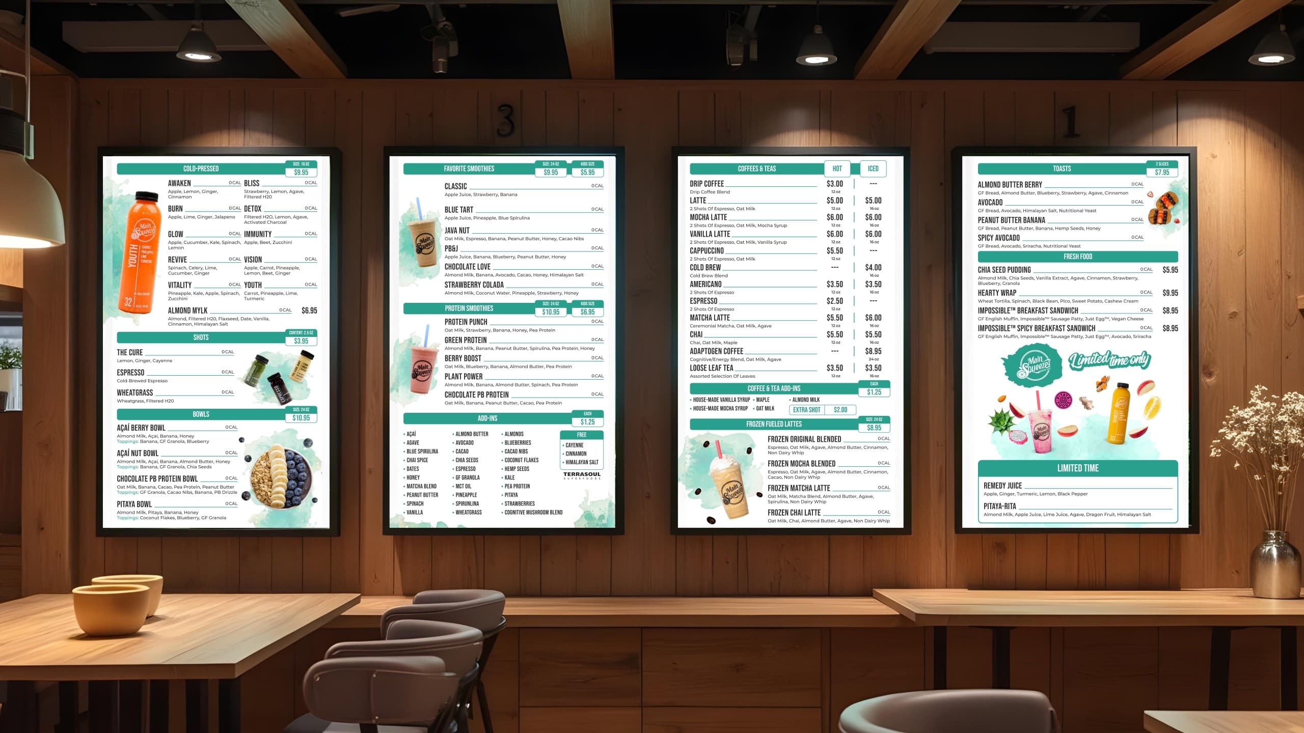 Main Squeeze Juice Co Digital Menus — 2